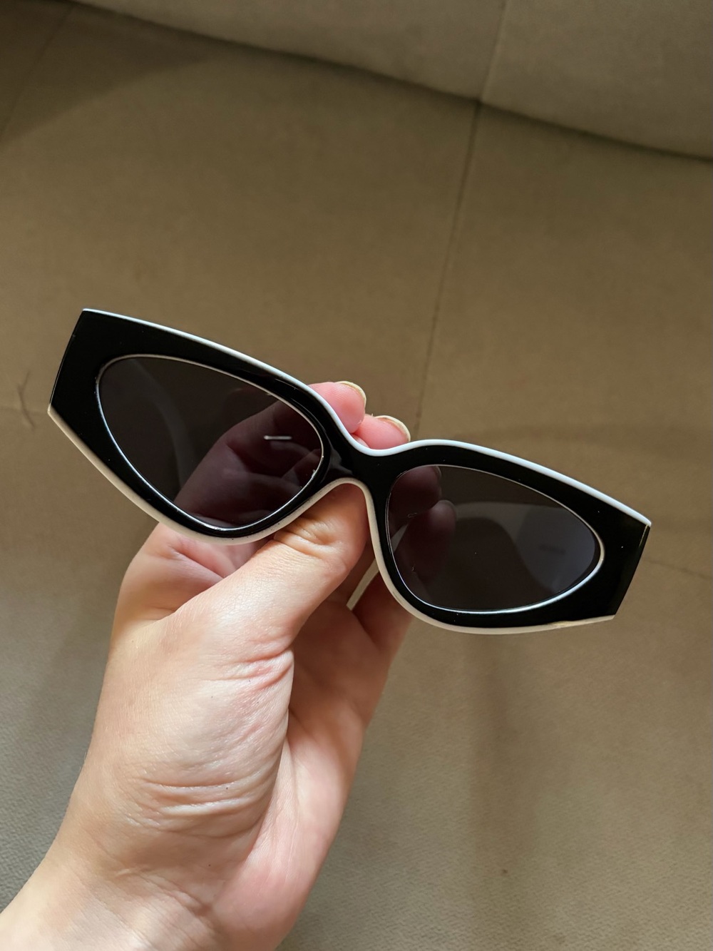 Black Cat-Eye Sunglasses with Silver Trim - Picture 3 of 5